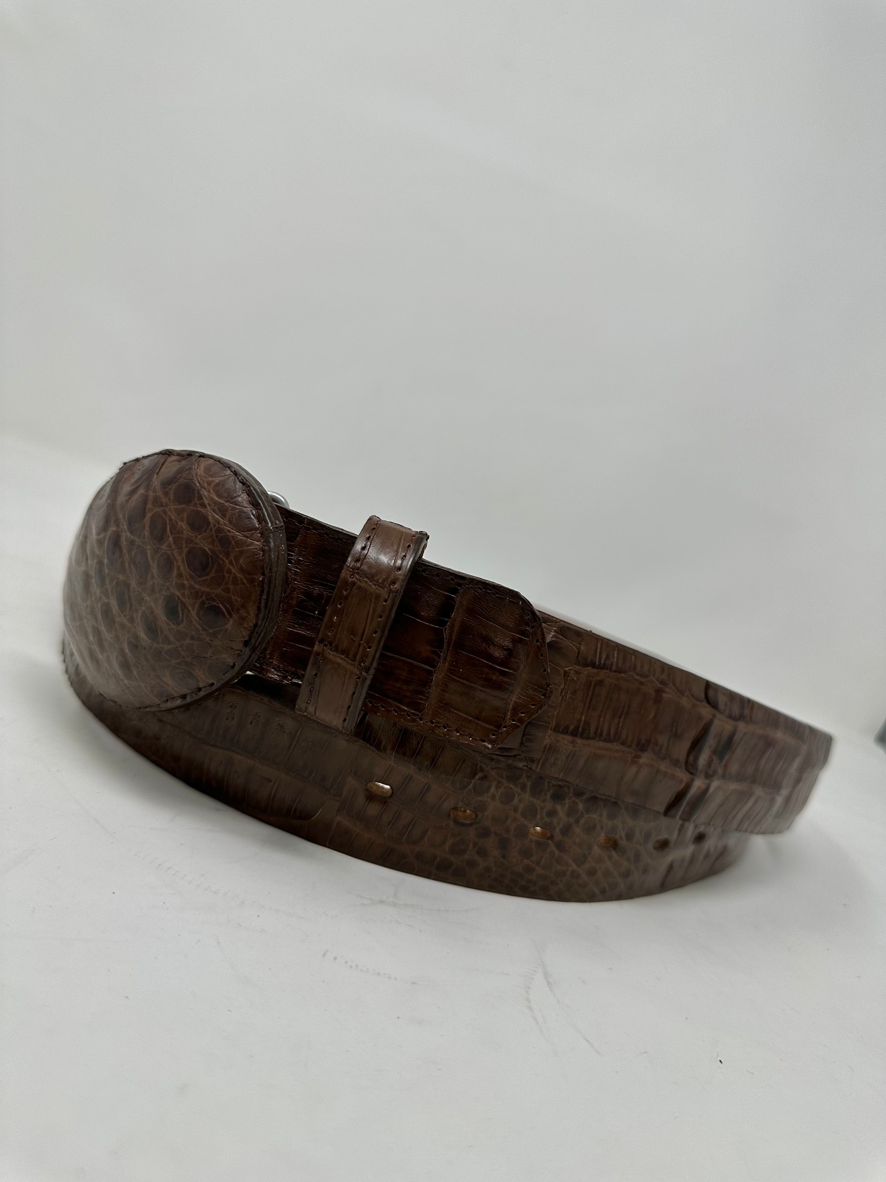 Brown Caiman Western Belt