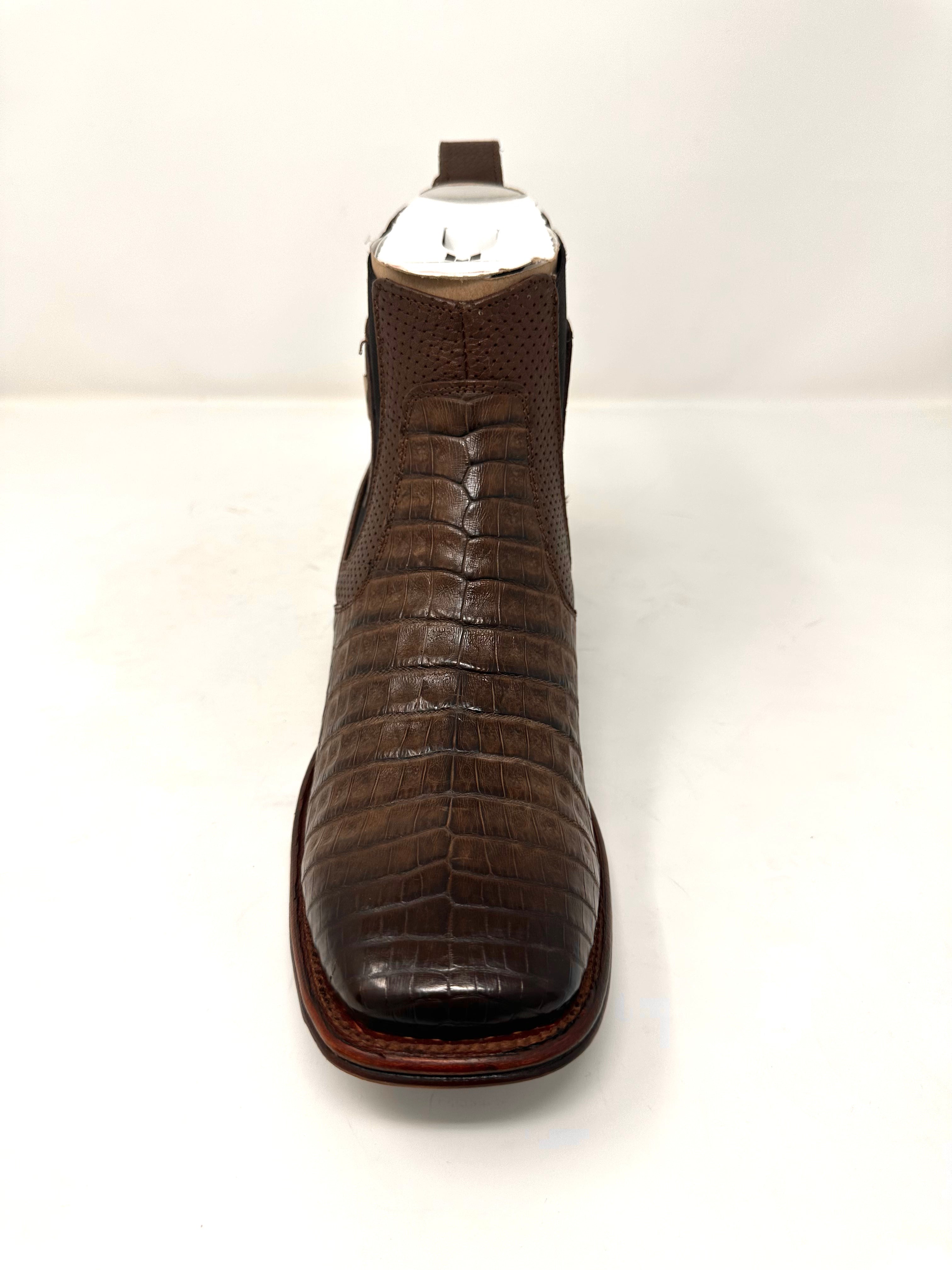 Men’s Wide Square Toe Caiman Belly Ankle Boot